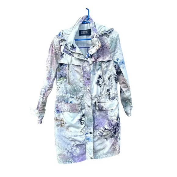 Badgley Mischka Print Cargo Zip Up Hoodie Windbreaker Jacket Women’s Size Small - Picture 8 of 8